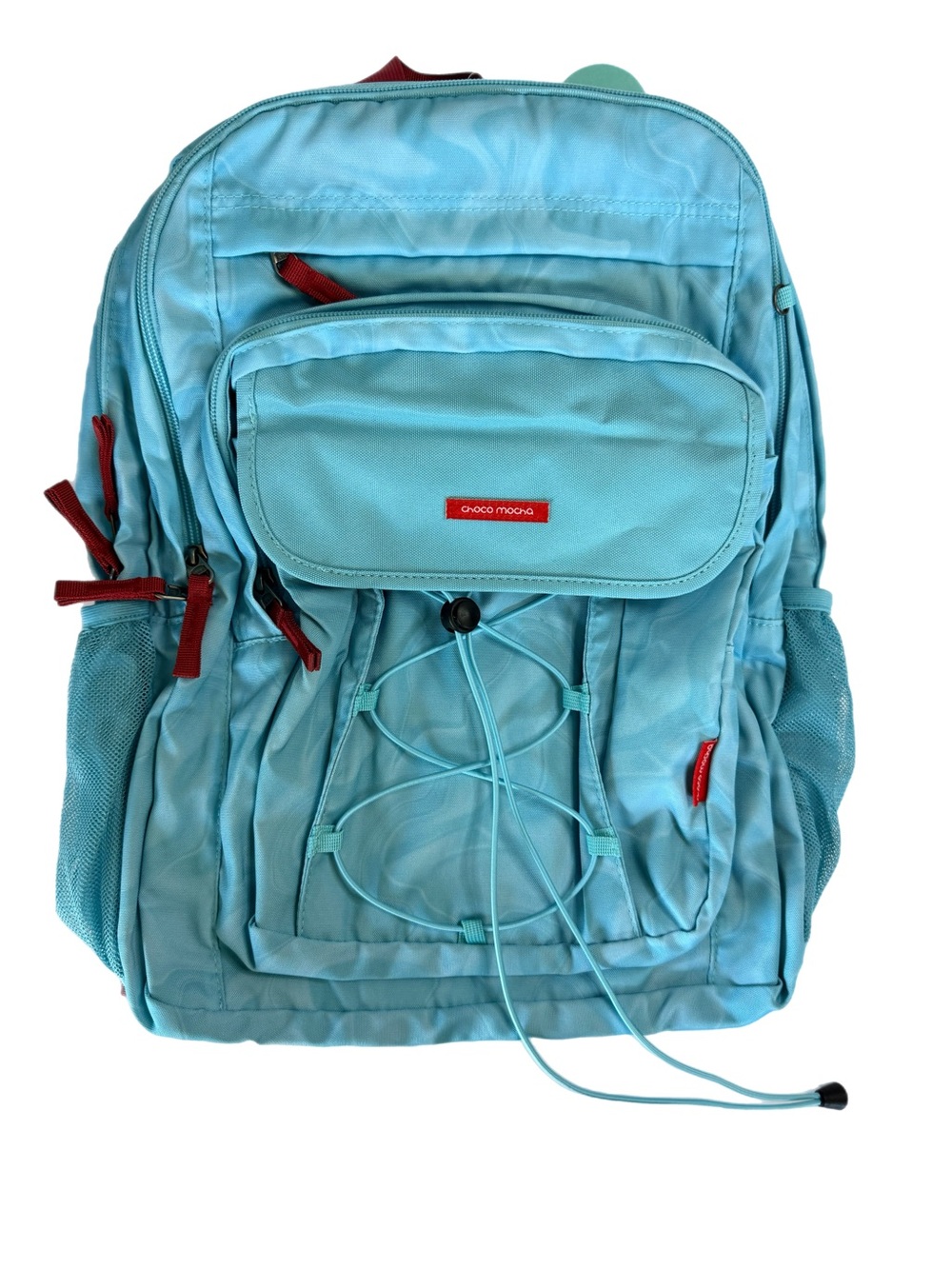 Choco Mocha Light Blue Women's Everyday Backpack with Red Accents NWT - Picture 2 of 9
